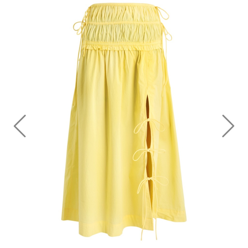 Yellow Midi Skirt with Side Ties